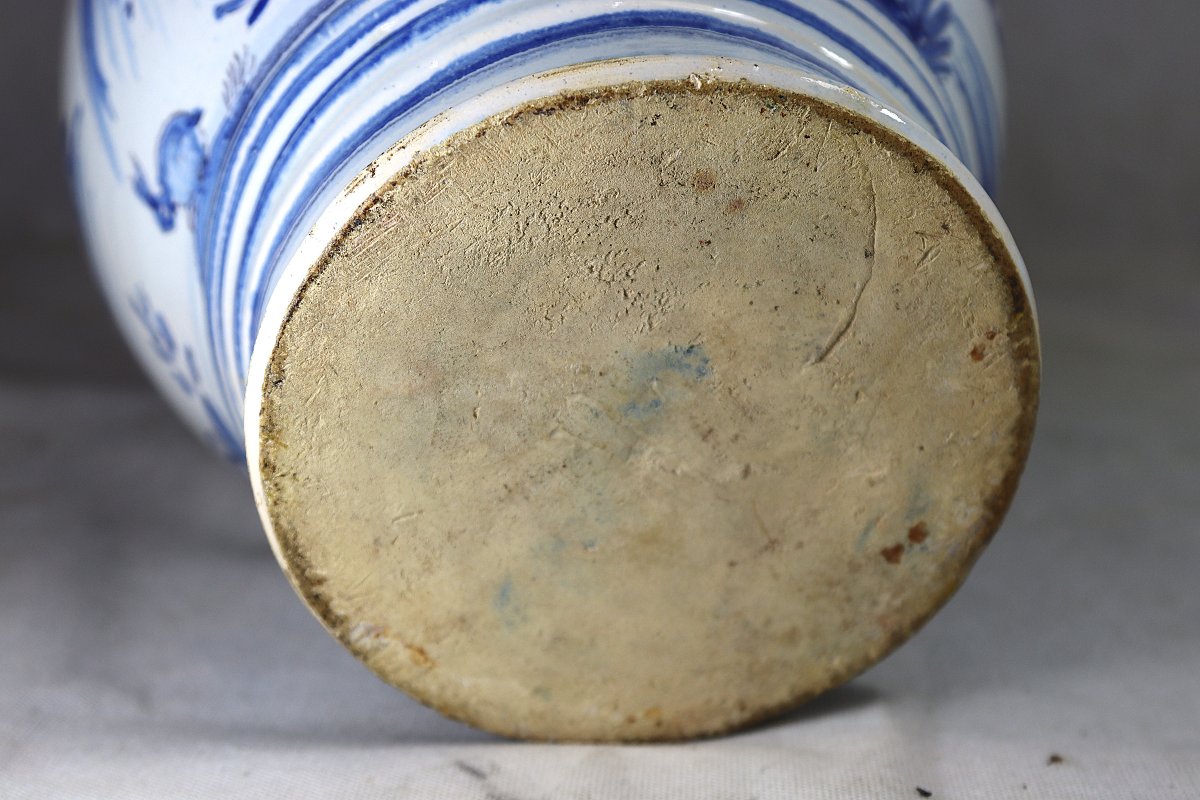 Nevers 18th Century, Large Earthenware Pitcher With Hunting Design.-photo-4