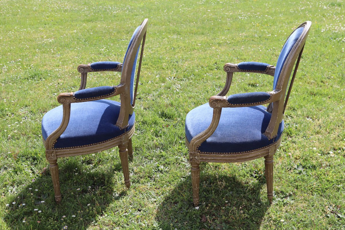 Charles-François Evrard (reçu maître en 1752 ) Paire de fauteuils Louis XVI, XVIIIe-photo-3