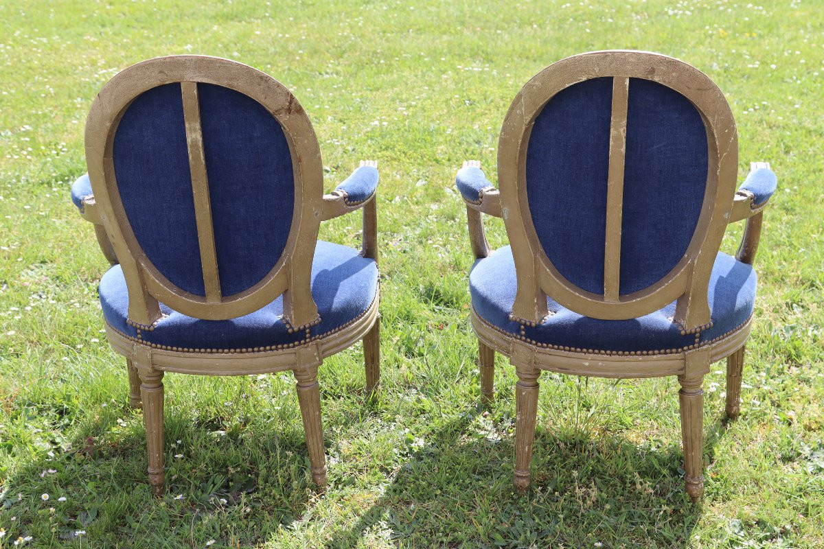Charles-François Evrard (reçu maître en 1752 ) Paire de fauteuils Louis XVI, XVIIIe-photo-4