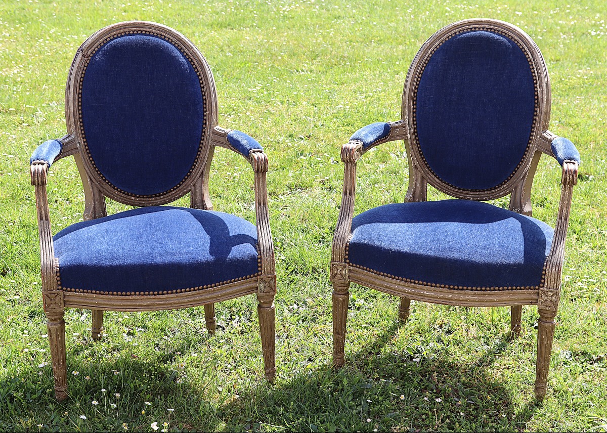 Charles-François Evrard (reçu maître en 1752 ) Paire de fauteuils Louis XVI, XVIIIe