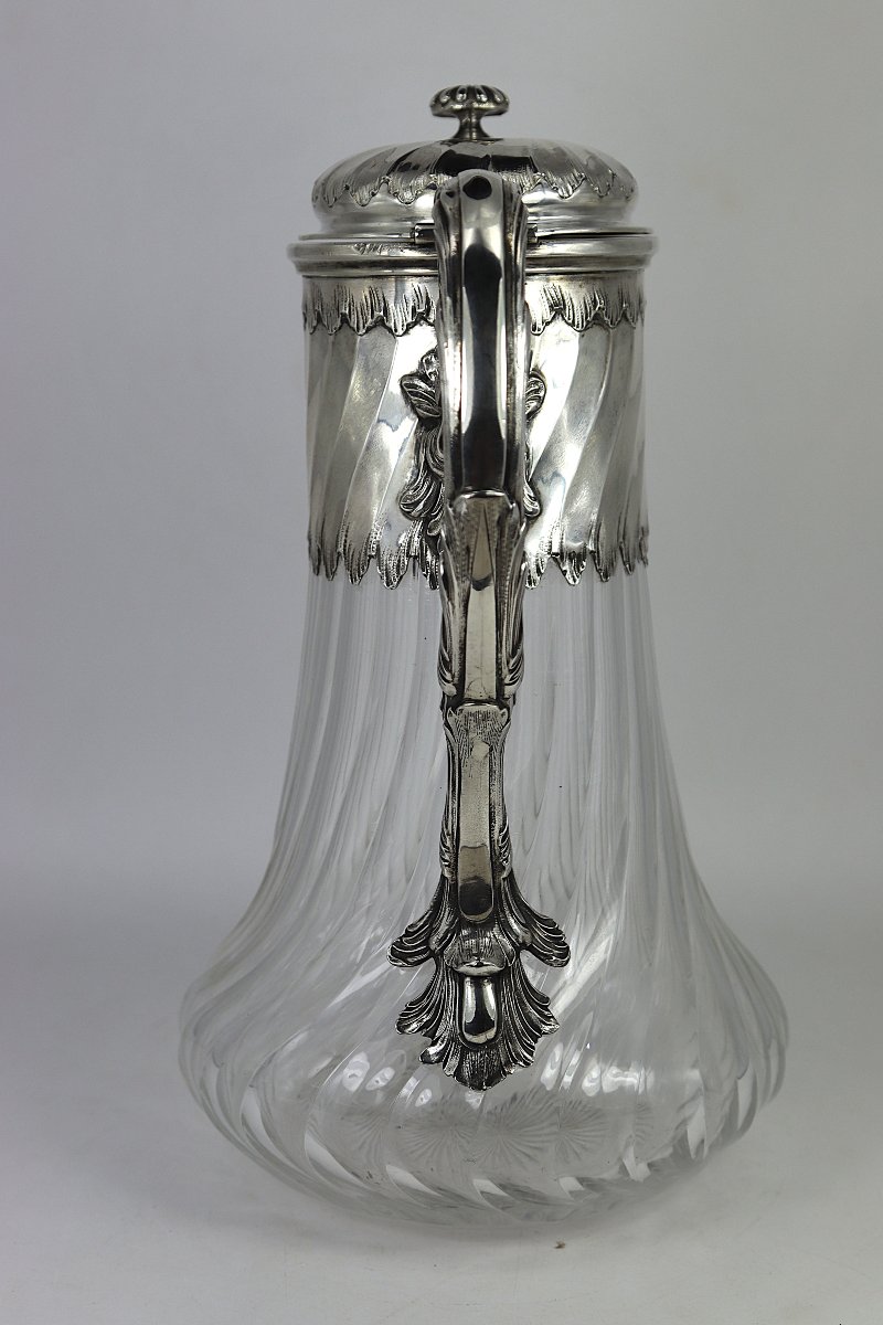 Carafe en cristal et Argent 1er titre, 950mm, XIXe-photo-2