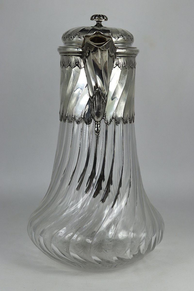 Carafe en cristal et Argent 1er titre, 950mm, XIXe-photo-4