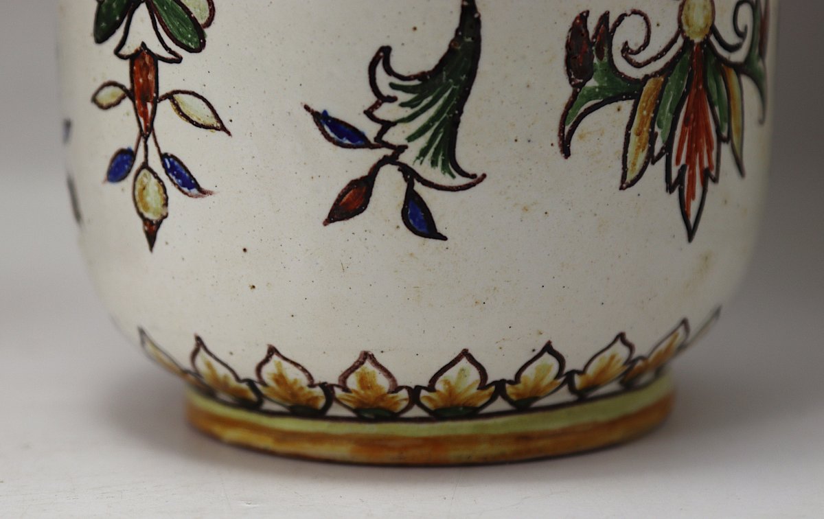 Nevers. Chalandre And Zeitfogel, Pair Of Earthenware Vases, 19th Century-photo-2