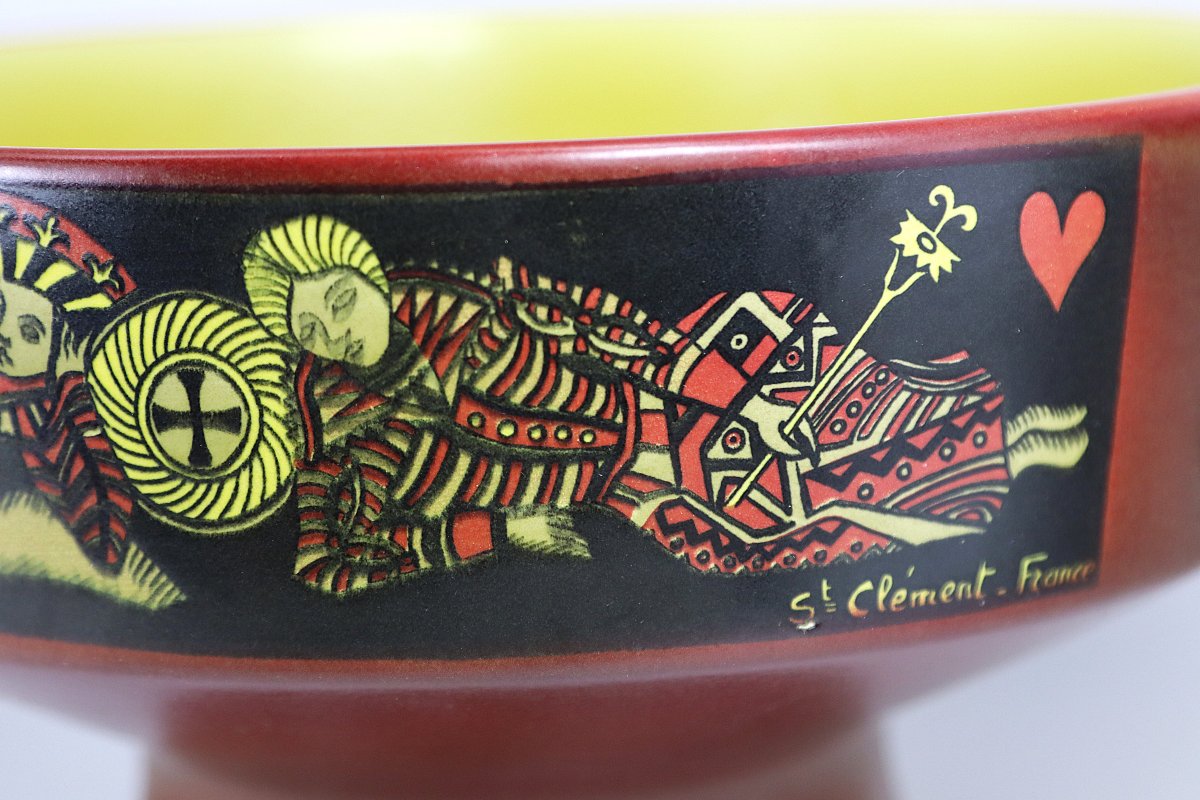 Jacques ROUX (XXe siècle) pour la manufacture de St-Clément, Coupe sur pied, 1960-photo-3