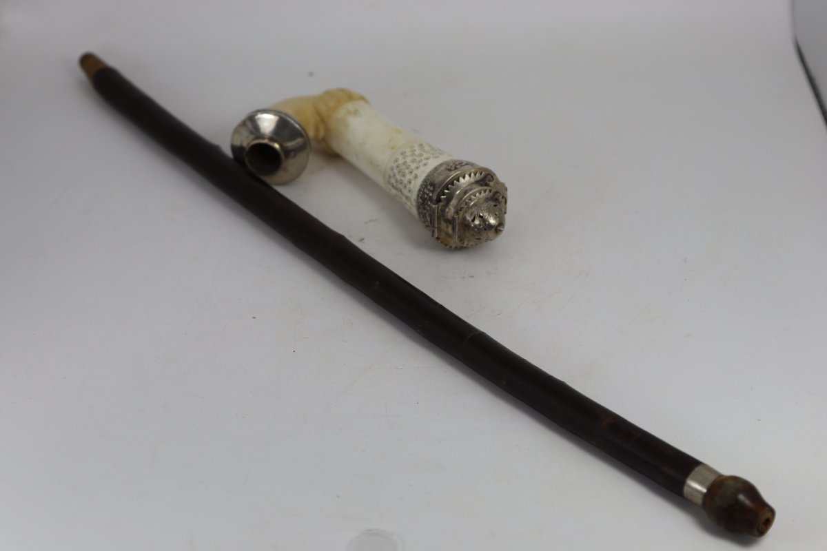 19th-century Austria, Dobrocen-style Pipe, Meerschaum And Silver.-photo-4
