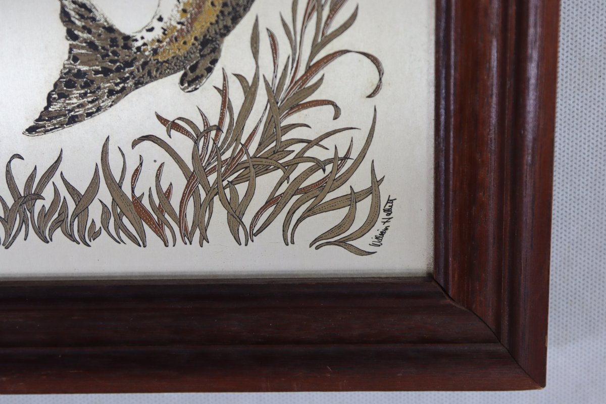 Franklin Mint And William Hallett, 2 Engravings On Silver, With Copper And 24k Gold Inlay, 1980-photo-3