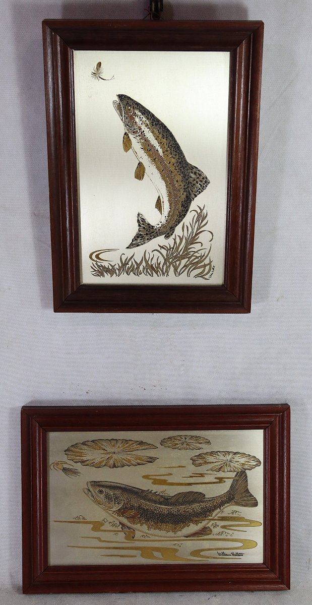 Franklin Mint And William Hallett, 2 Engravings On Silver, With Copper And 24k Gold Inlay, 1980