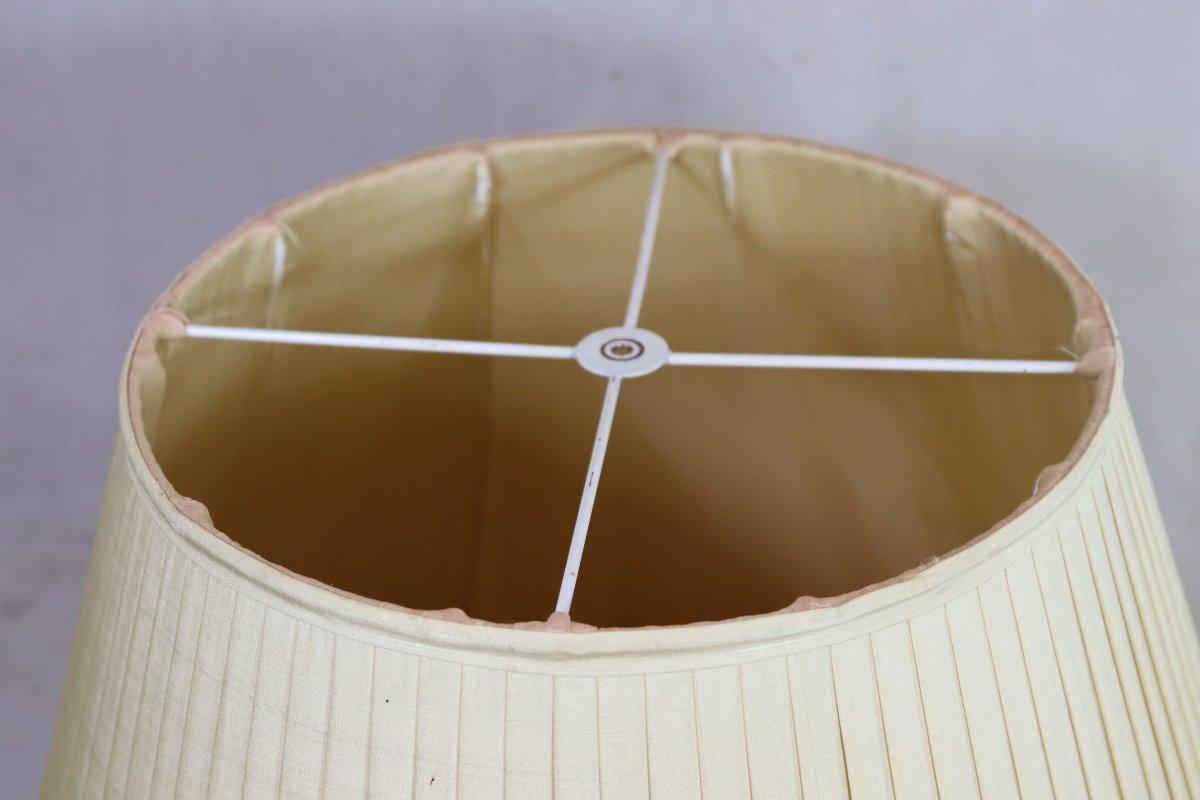 Pair Of Pleated Silk Lampshades, 20th Century-photo-3