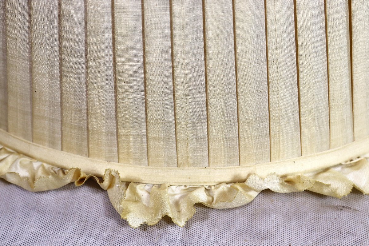 Pair Of Pleated Silk Lampshades, 20th Century-photo-4