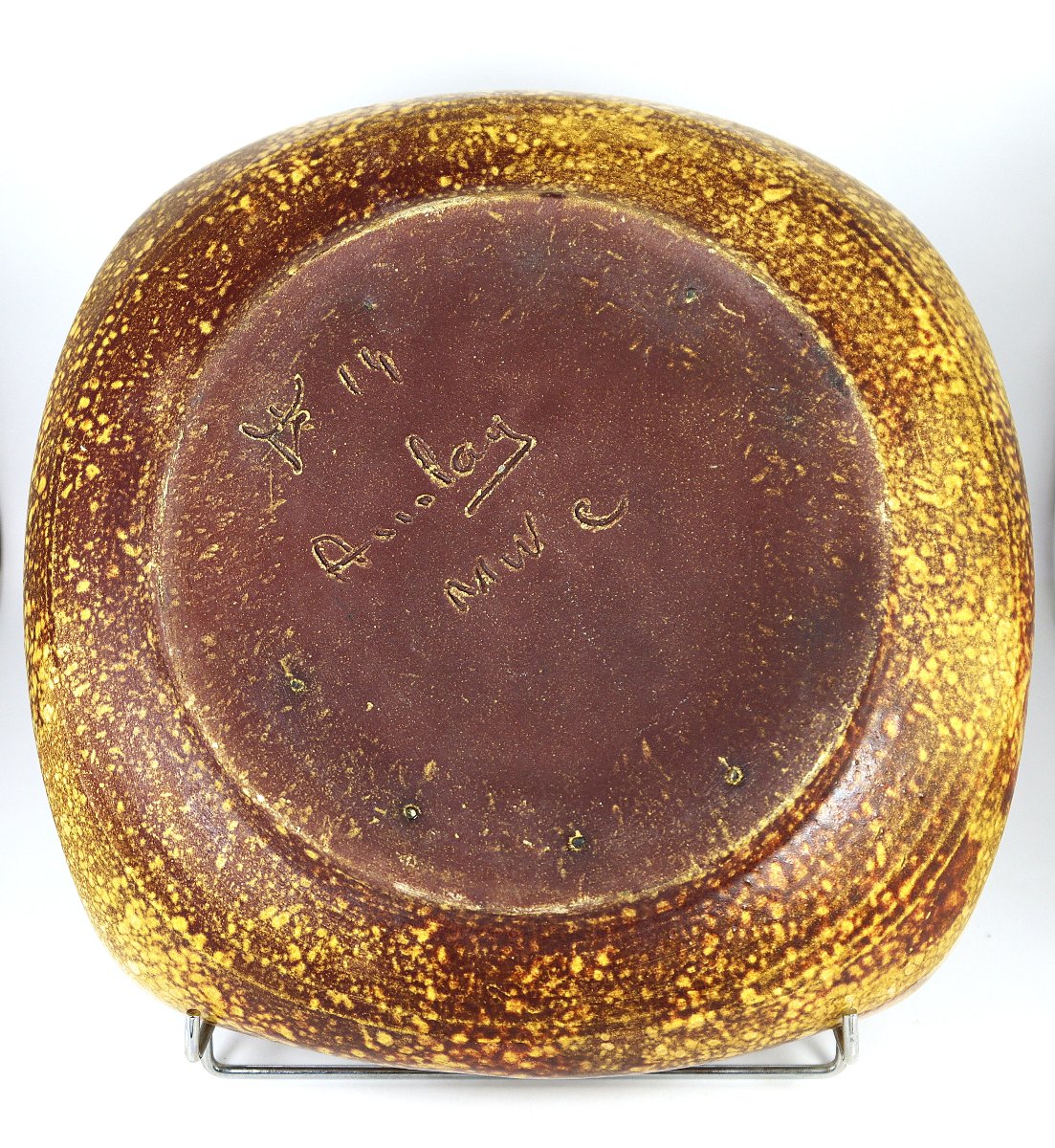 ACCOLAY, plat en grès, signé, 1970-photo-3
