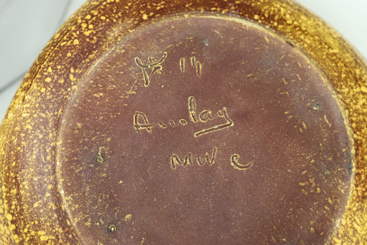 ACCOLAY, plat en grès, signé, 1970-photo-4