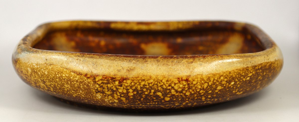 ACCOLAY, plat en grès, signé, 1970-photo-1