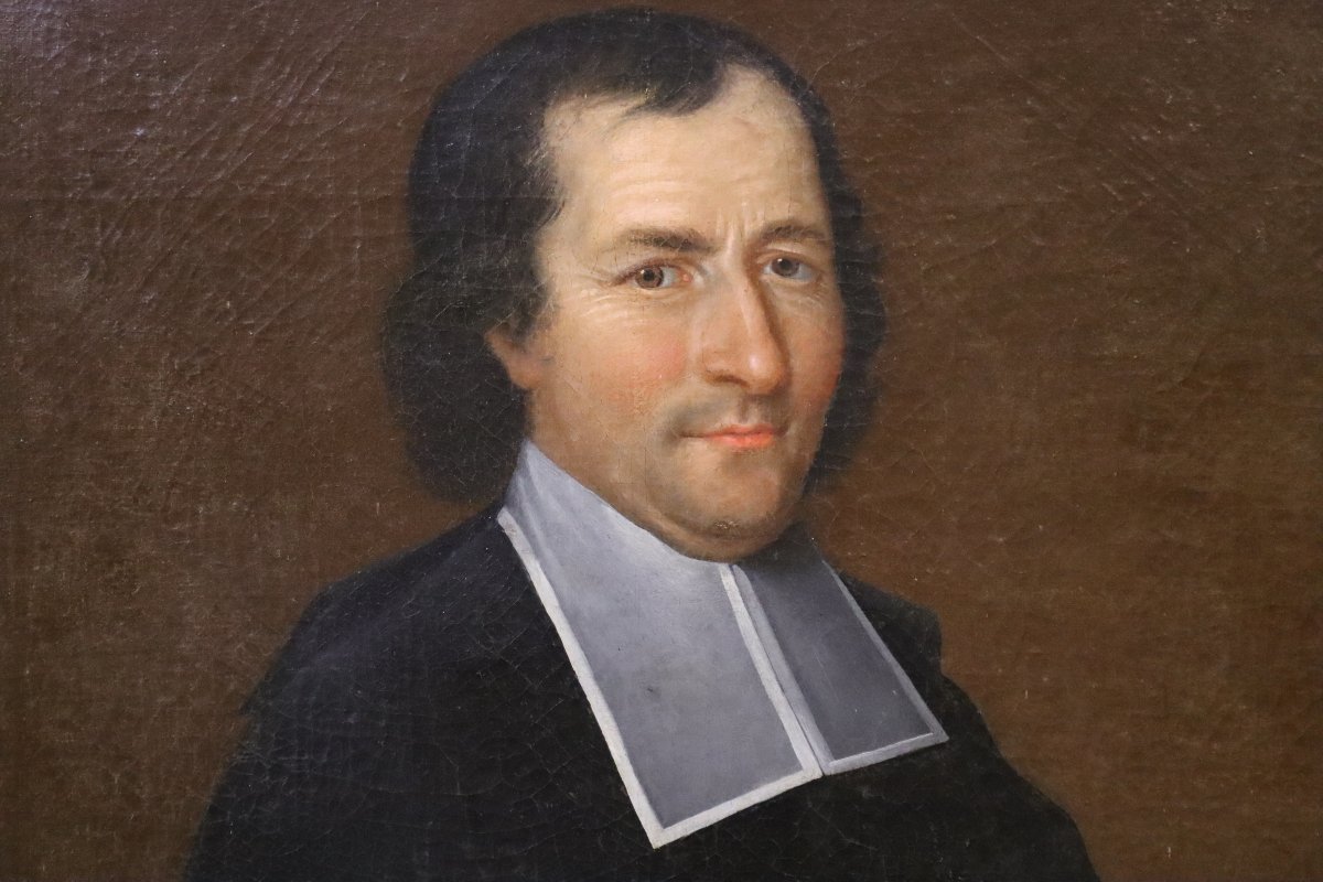 Tableau HST " grand portrait Homme d'église", XVIIIe-photo-3