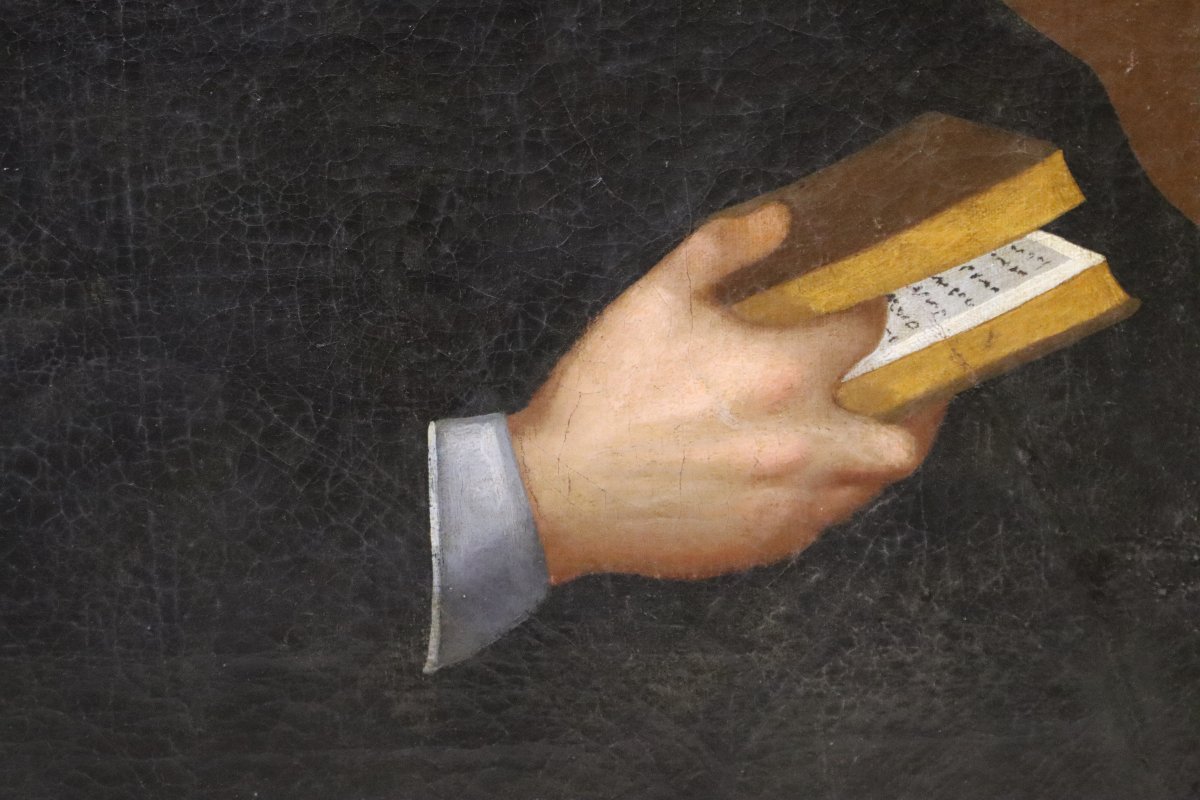 Tableau HST " grand portrait Homme d'église", XVIIIe-photo-2