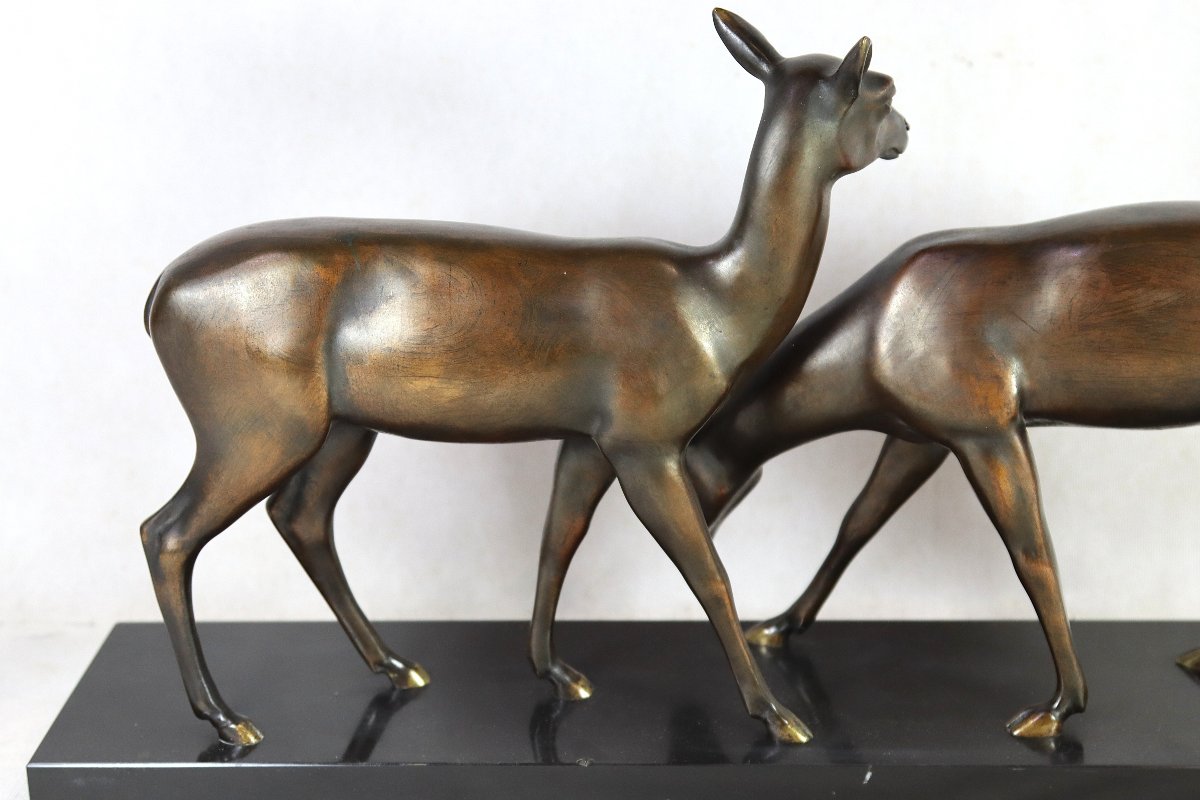 Lucien ALLIOT "dit LUC ", Sculpture en bronze " Deux biches ", Art Déco, 1930-photo-5