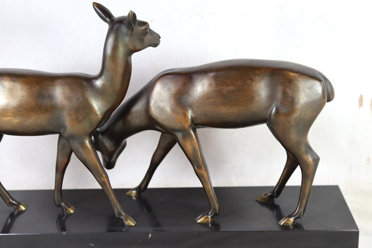 Lucien ALLIOT "dit LUC ", Sculpture en bronze " Deux biches ", Art Déco, 1930-photo-6