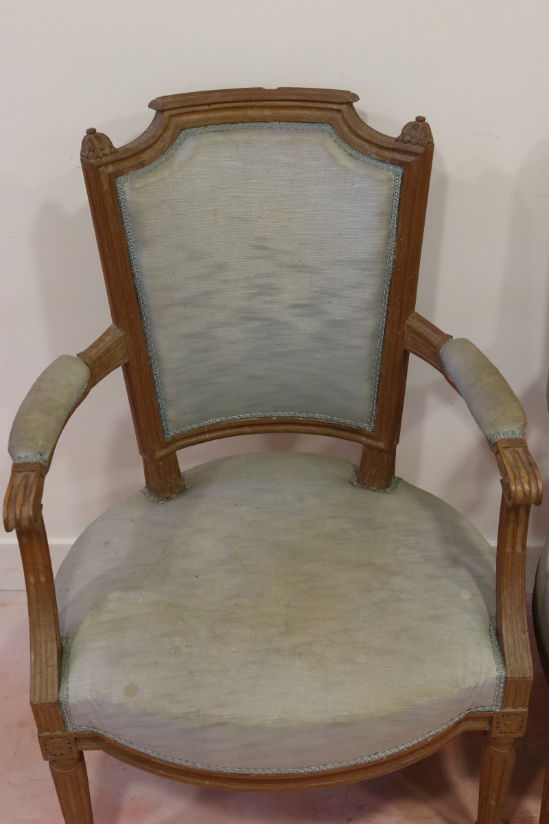 Suite de 4 fauteuils de style Louis XVI, XIXe-photo-4