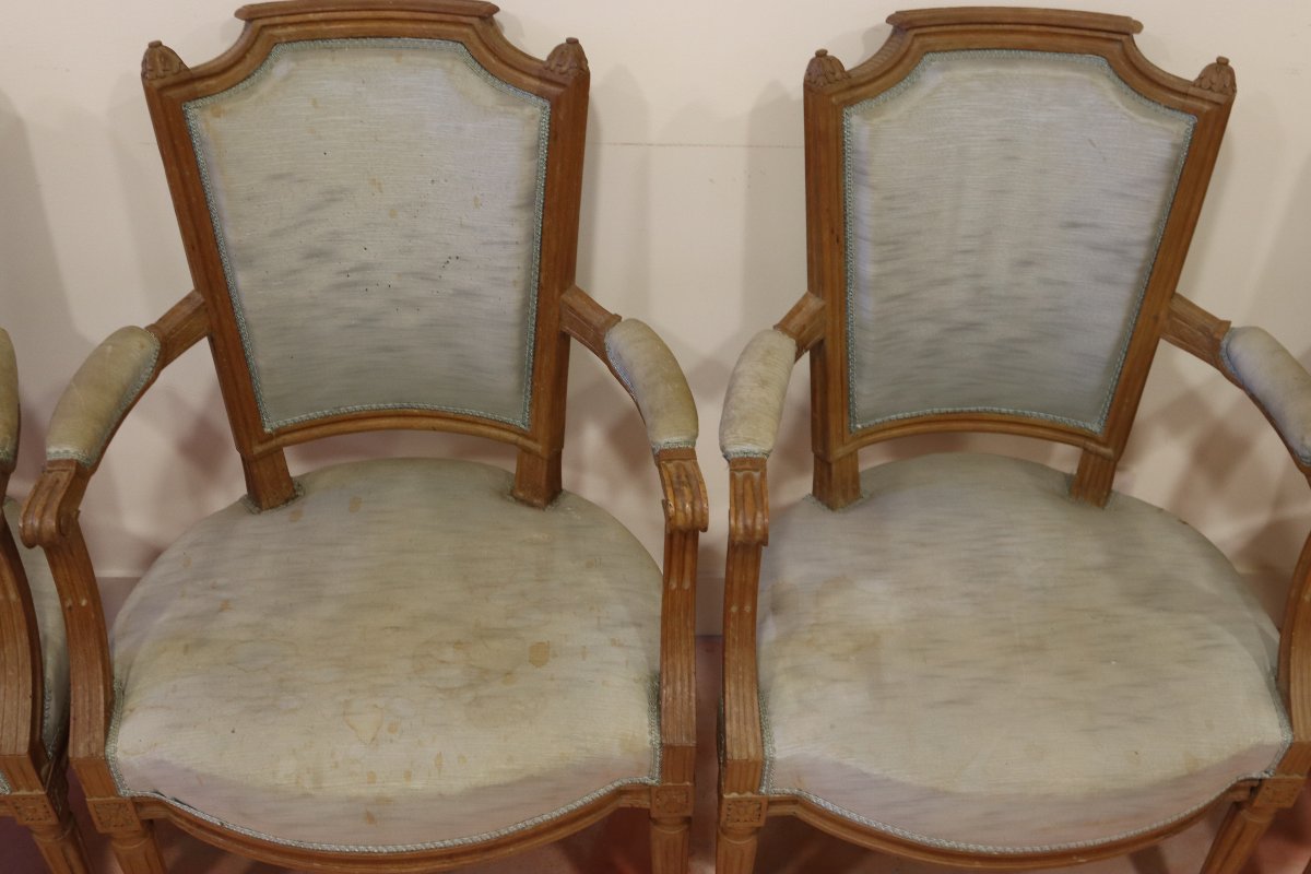 Suite de 4 fauteuils de style Louis XVI, XIXe-photo-1