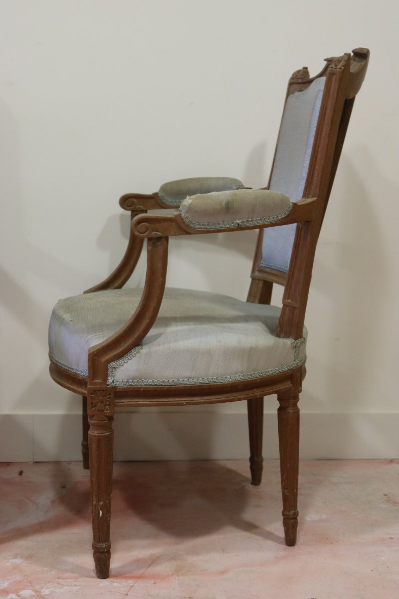 Suite de 4 fauteuils de style Louis XVI, XIXe-photo-3