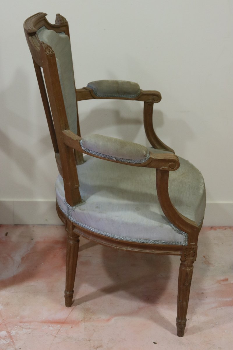 Suite de 4 fauteuils de style Louis XVI, XIXe-photo-5