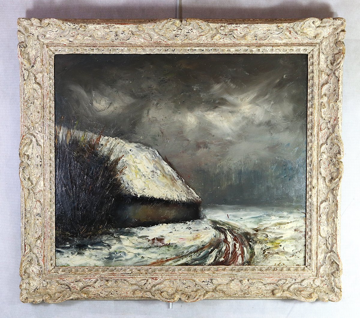 Painting Titled "snowy Landscape," Signed And Dated 1960