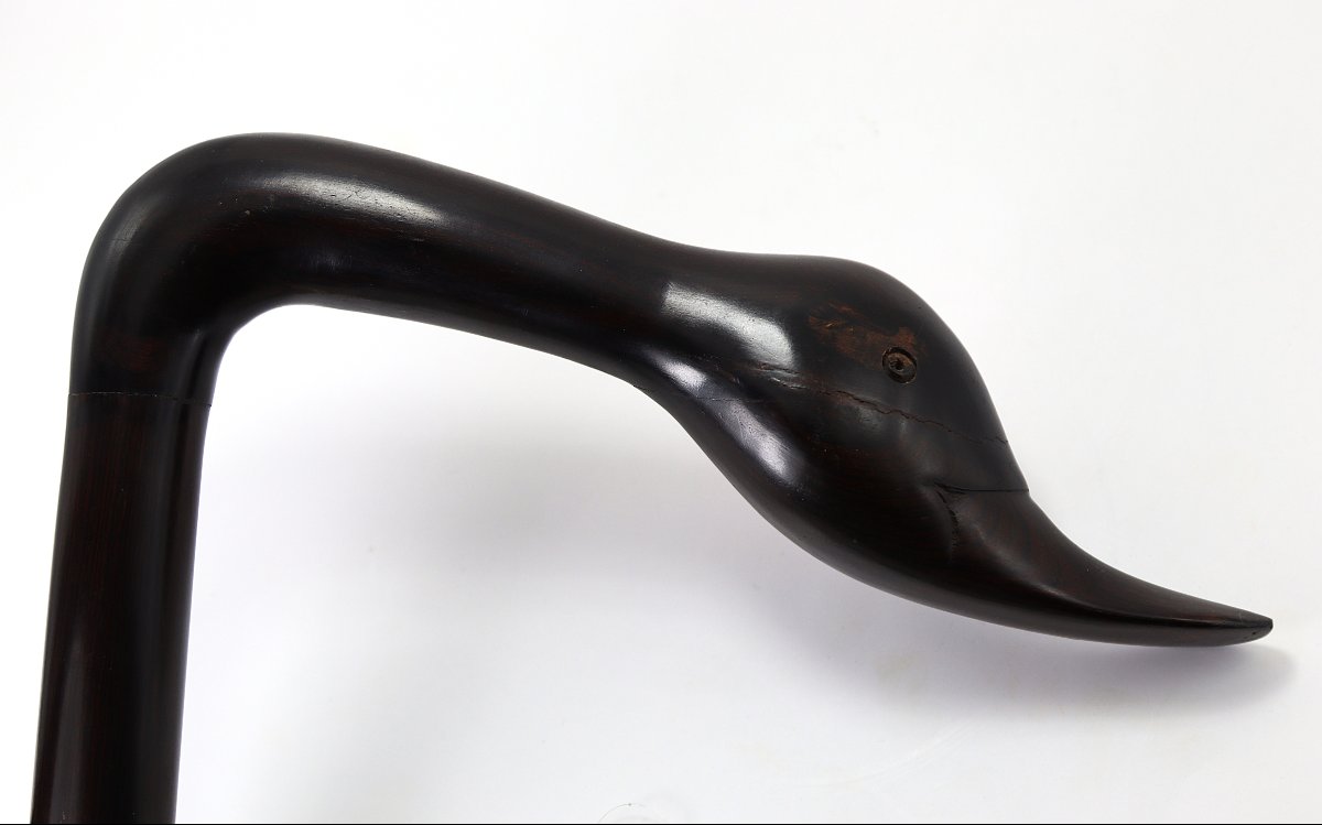 Canne en ébène de Macassar "tête de canard", XXe-photo-3
