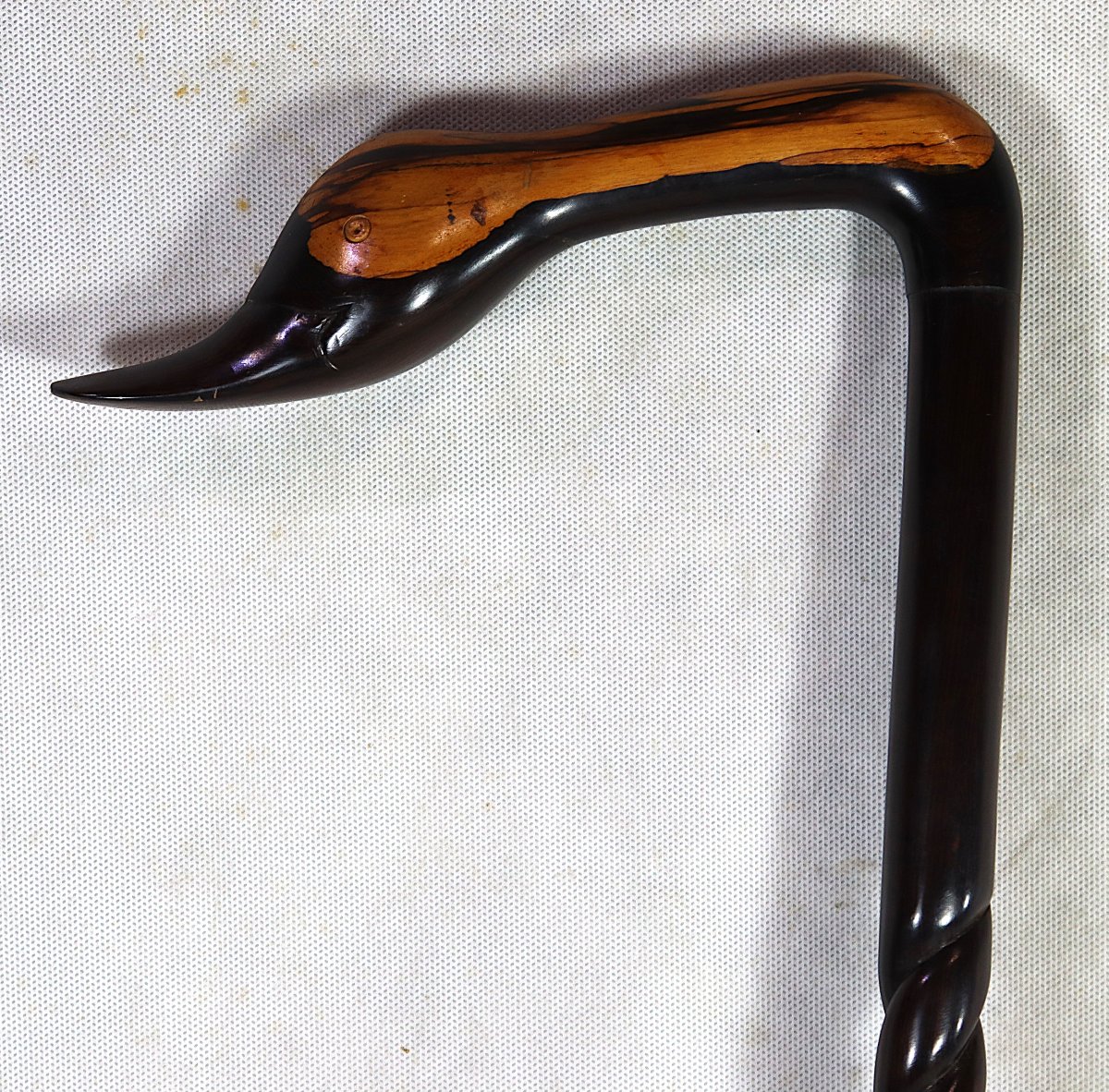 Canne en ébène de Macassar "tête de canard", XXe-photo-4