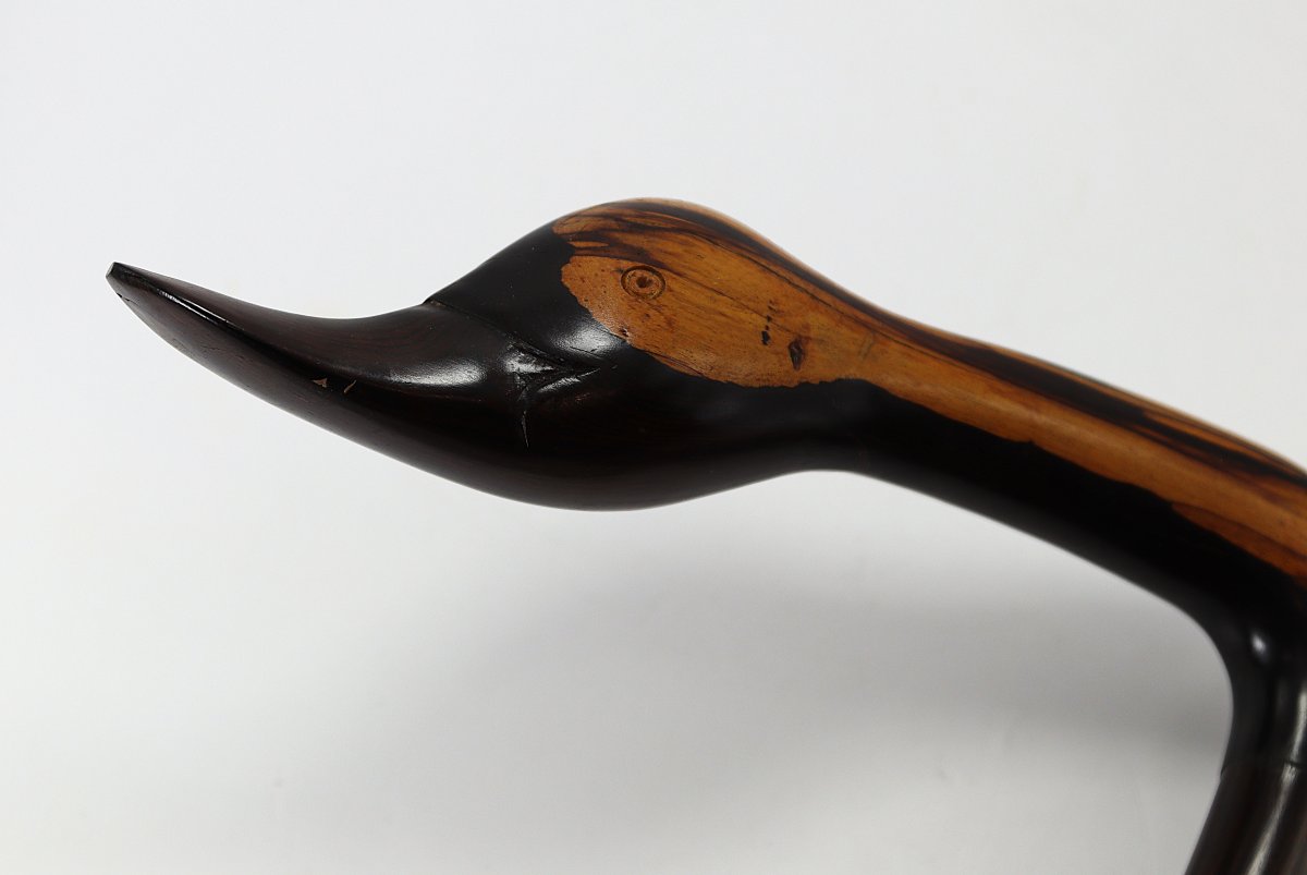 Canne en ébène de Macassar "tête de canard", XXe