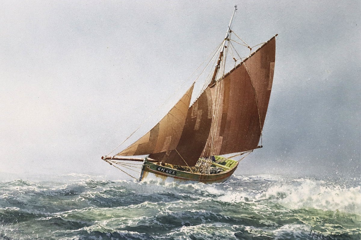 Hervé RICHARD (1952), Aquarelle " Caseyeur dans la brume ", XXe-photo-3