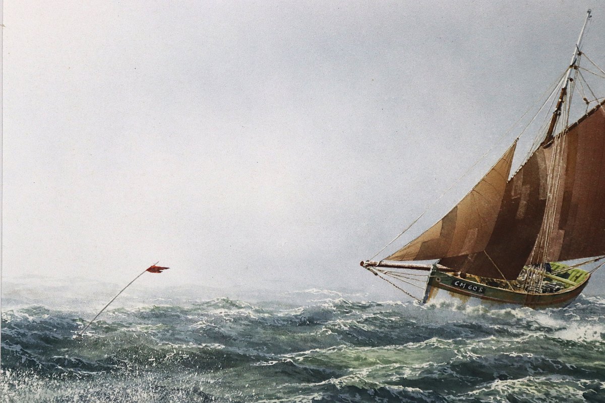 Hervé RICHARD (1952), Aquarelle " Caseyeur dans la brume ", XXe-photo-4