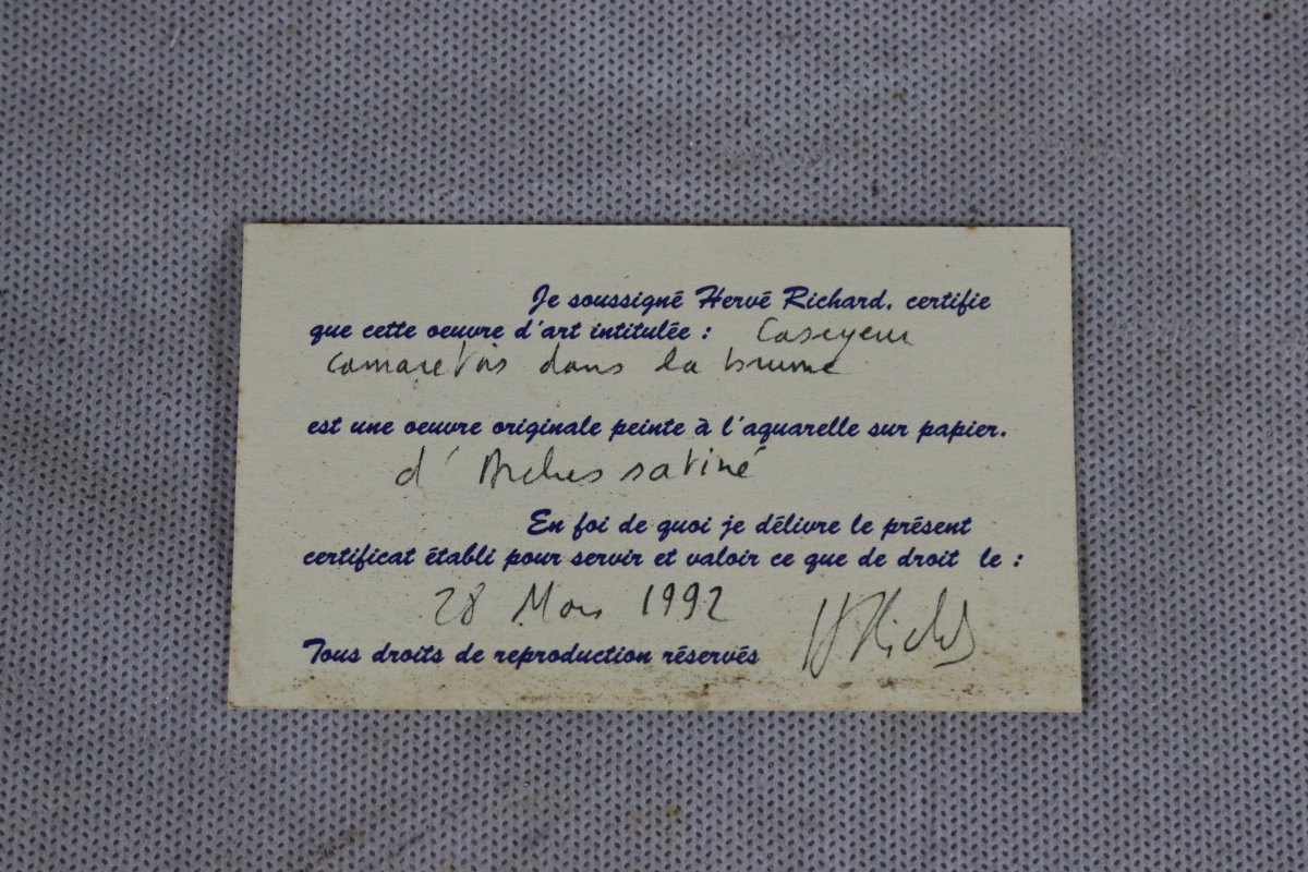Hervé RICHARD (1952), Aquarelle " Caseyeur dans la brume ", XXe-photo-4