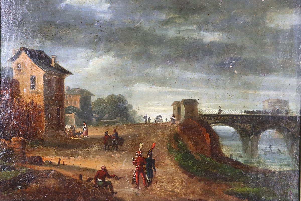 Jean Duplessis-bertaux (1750–1818), Hsc “village Scene,” Early 19th Century-photo-2
