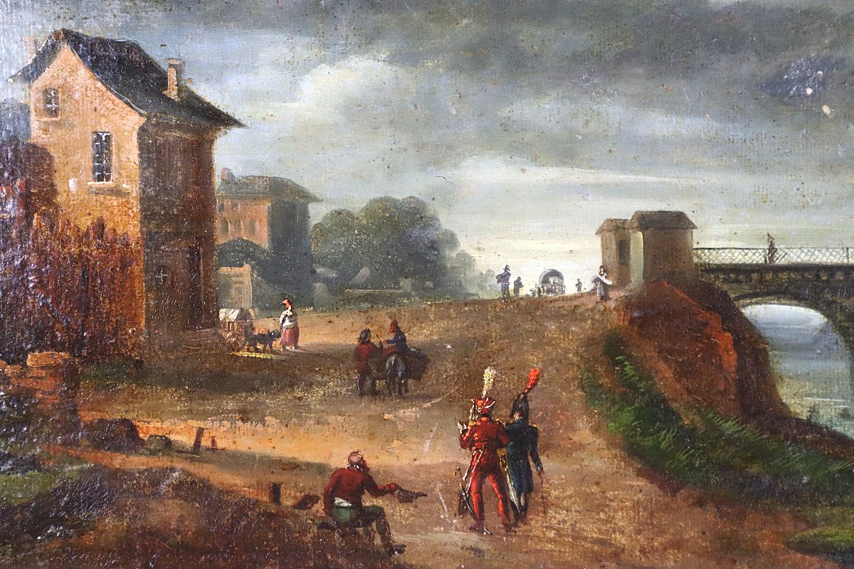 Jean Duplessis-bertaux (1750–1818), Hsc “village Scene,” Early 19th Century-photo-3