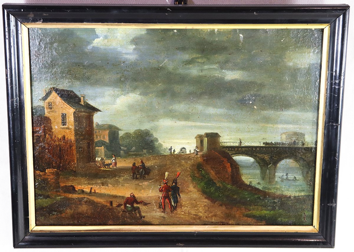 Jean Duplessis-bertaux (1750–1818), Hsc “village Scene,” Early 19th Century-photo-8