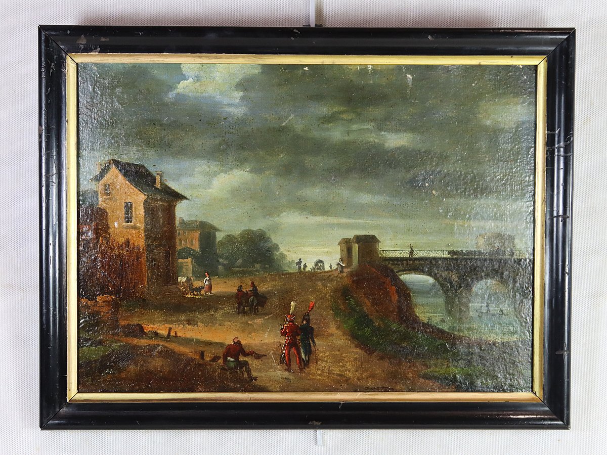 Jean Duplessis-bertaux (1750–1818), Hsc “village Scene,” Early 19th Century