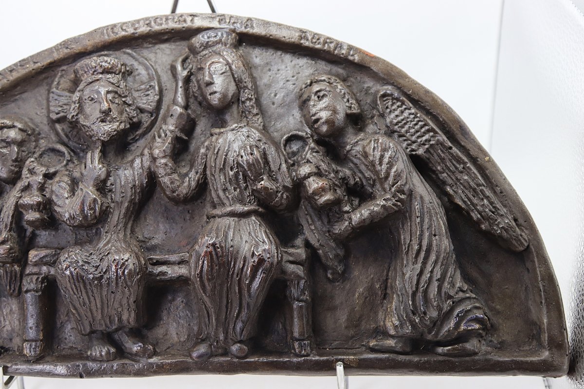 Sculpture bas-relief " Scène religieuse ", XXe -photo-3