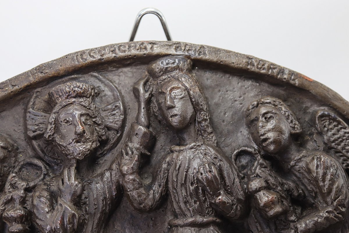 Sculpture bas-relief " Scène religieuse ", XXe -photo-1