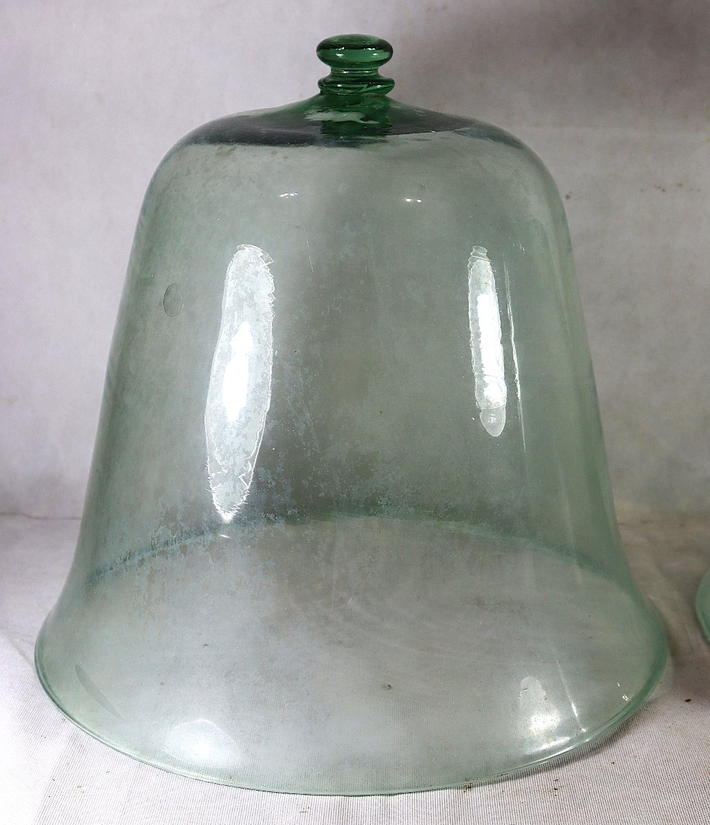 Paire de grandes Cloches de maraîcher en verre soufflé, XIXe-photo-2