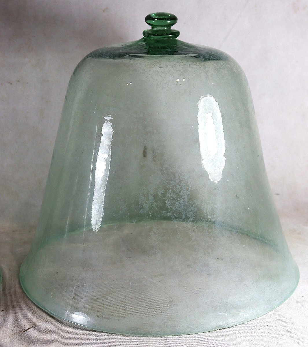 Paire de grandes Cloches de maraîcher en verre soufflé, XIXe-photo-3