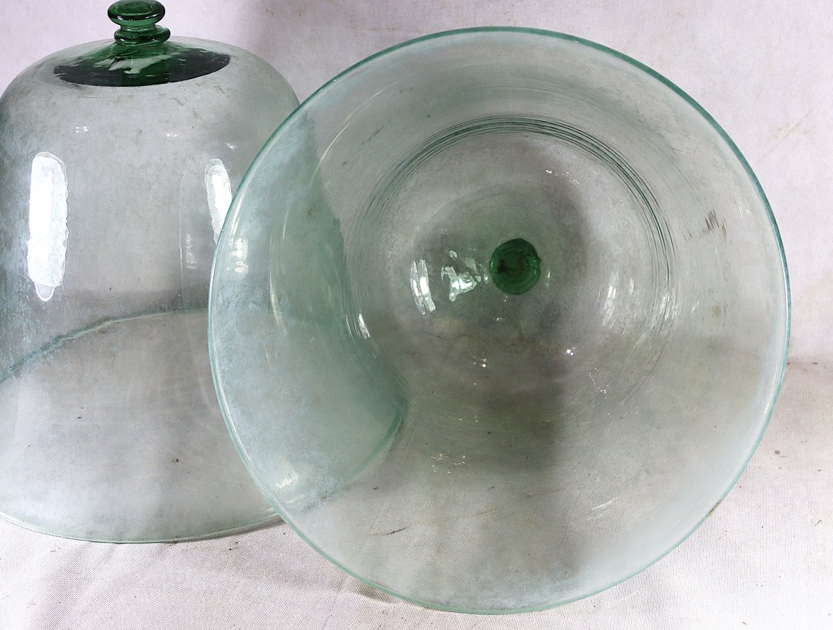 Paire de grandes Cloches de maraîcher en verre soufflé, XIXe-photo-3