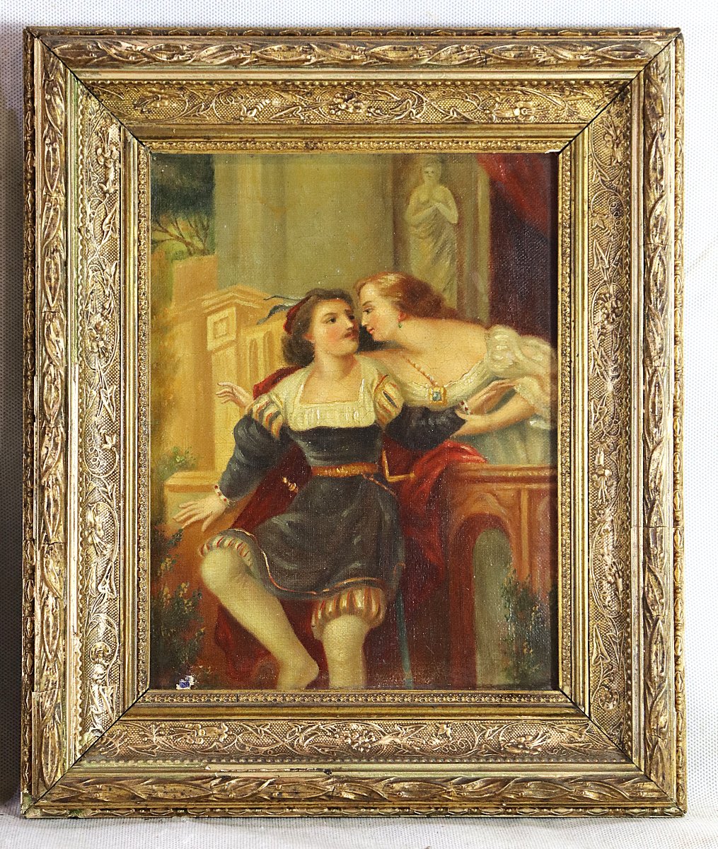 Paire de tableaux HST " Scène Romantique ", XIXe-photo-4