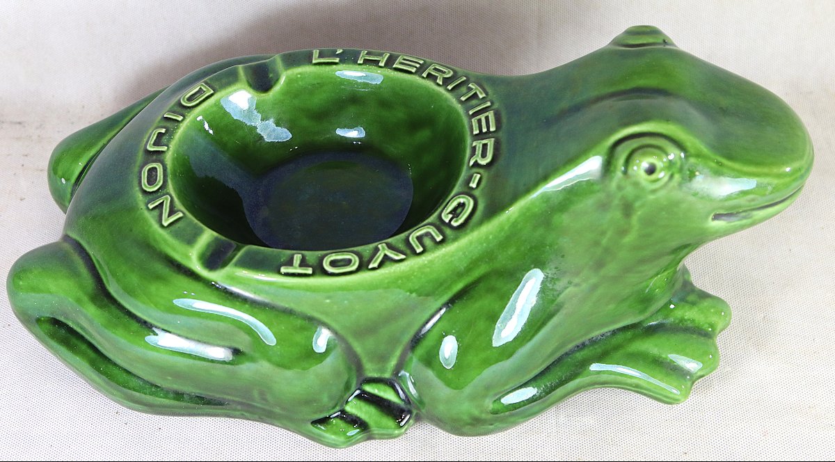 Large "l'héritier-guyot, Dijon" Ashtray Frog, 20th Century-photo-3