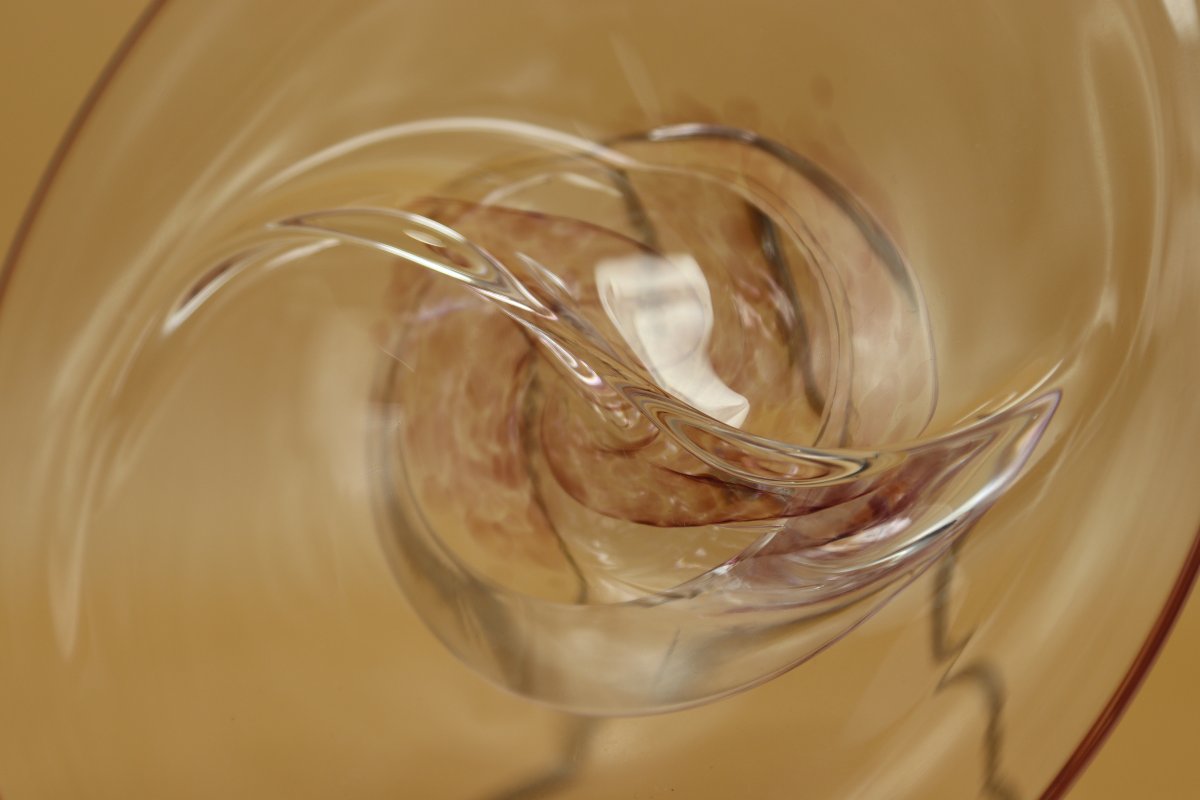 Suite de six coupes en verre soufflé, signé J- Verne et monogrammé, XXe-photo-3