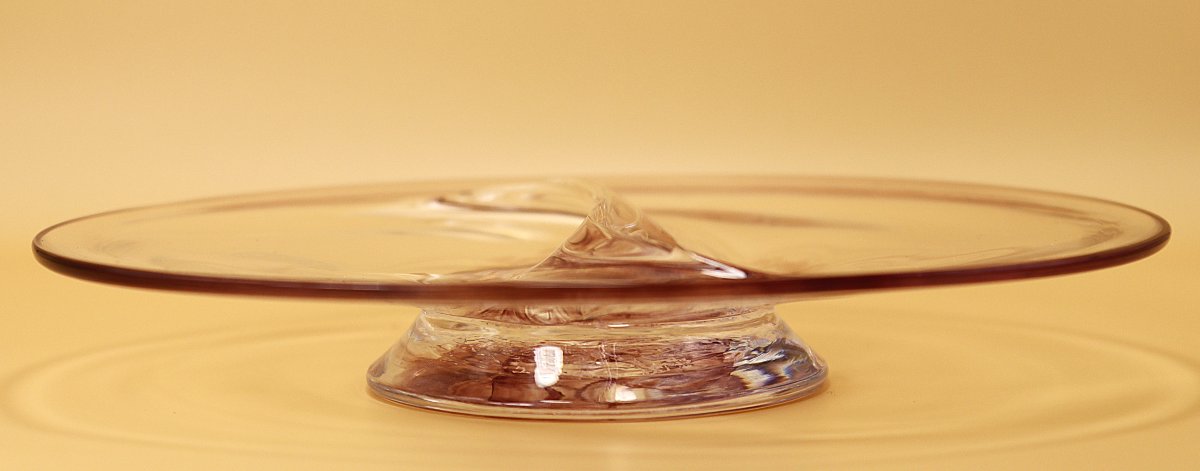 Suite de six coupes en verre soufflé, signé J- Verne et monogrammé, XXe-photo-6