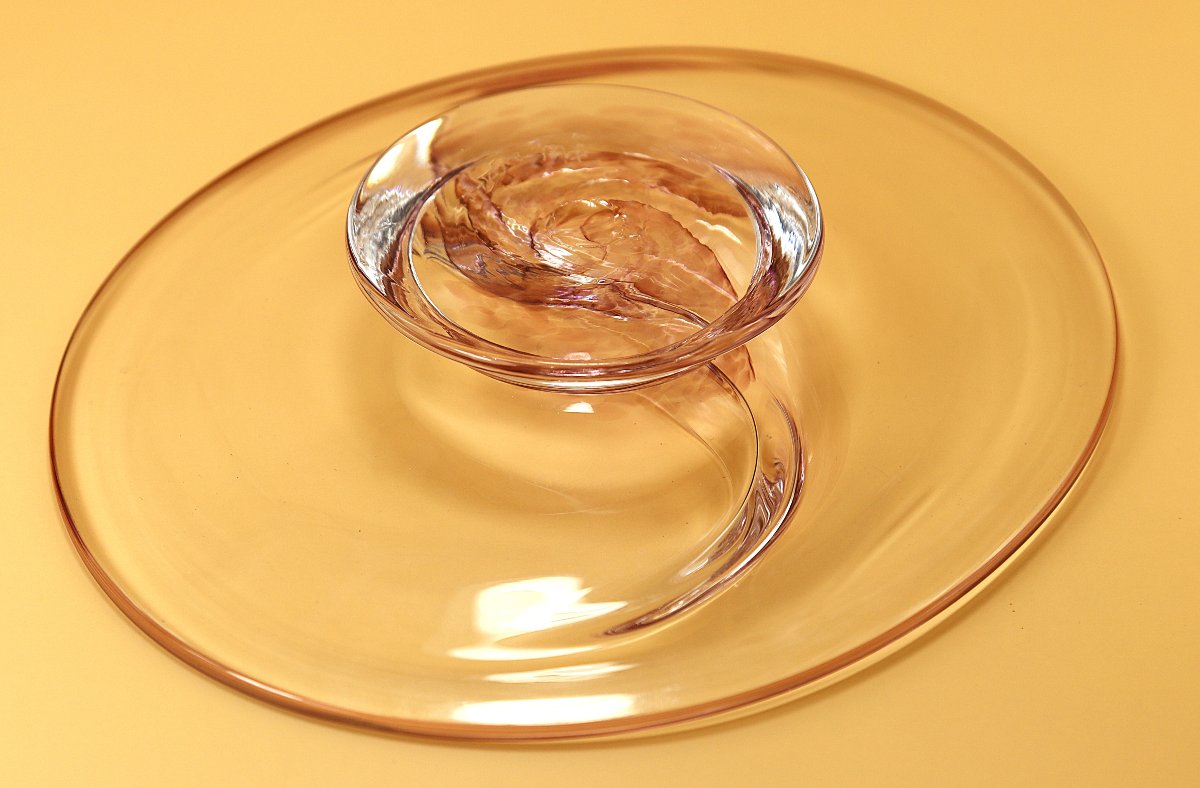 Suite de six coupes en verre soufflé, signé J- Verne et monogrammé, XXe-photo-7