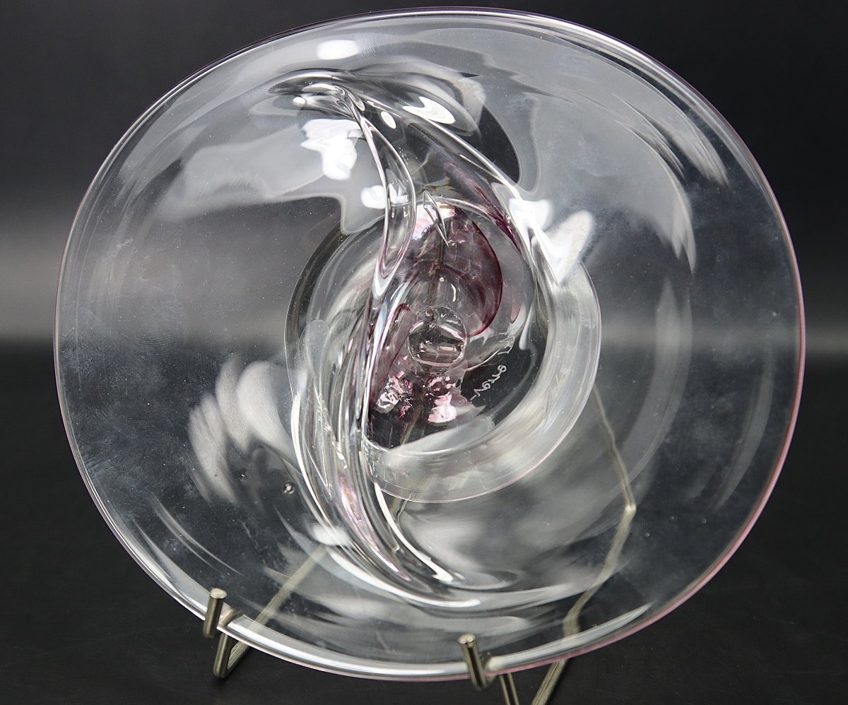 Suite de six coupes en verre soufflé, signé J- Verne et monogrammé, XXe