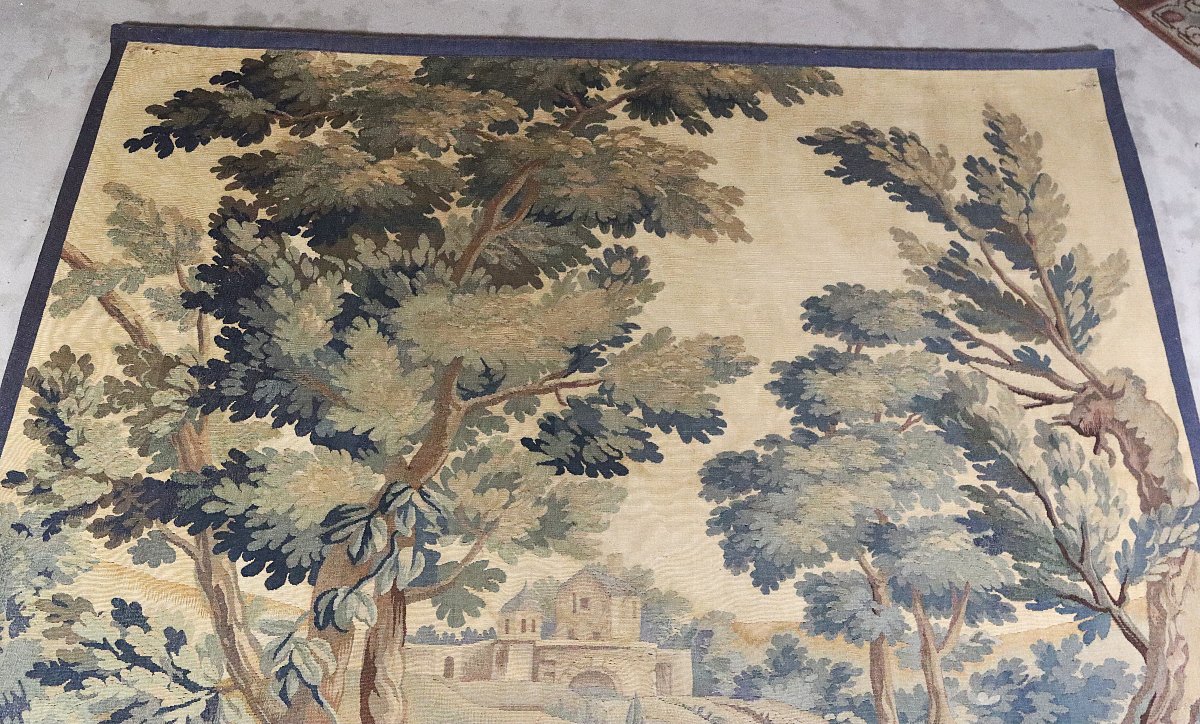 Aubusson, "verdure With A Wading Bird" Tapestry, Early 19th Century-photo-1