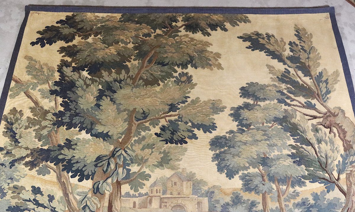 Aubusson, "verdure With A Wading Bird" Tapestry, Early 19th Century-photo-4