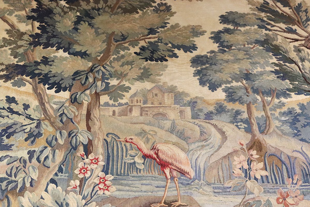 Aubusson, "verdure With A Wading Bird" Tapestry, Early 19th Century