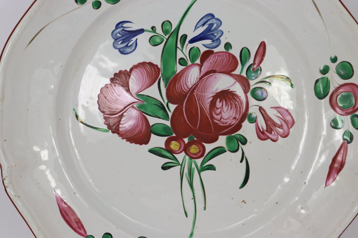Deep Earthenware Bowl From Les Islettes, “rose Des Islettes,” Late 18th Century-photo-2